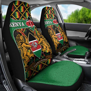 Kenya Car Seat Cover - Kente Pattern, Coat Of Arms Design