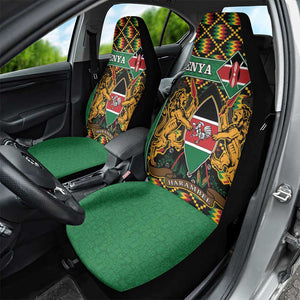 Kenya Car Seat Cover - Kente Pattern, Coat Of Arms Design