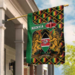 Kenya Garden Flag - Kente Pattern, Coat Of Arms Design