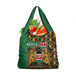 Kenya Grocery Bag - Kente Pattern, Coat Of Arms Design