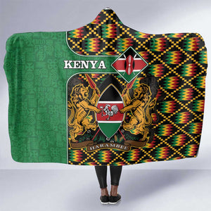 Kenya Hooded Blanket - Kente Pattern, Coat Of Arms Design