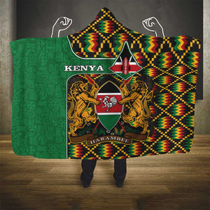 Kenya Hooded Blanket - Kente Pattern, Coat Of Arms Design