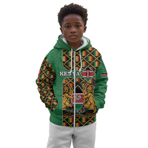 Kenya Kid Hoodie - Kente Pattern, Coat Of Arms Design