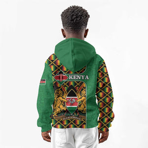 Kenya Kid Hoodie - Kente Pattern, Coat Of Arms Design