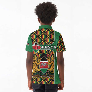 Kenya Kid Polo Shirt - Kente Pattern, Coat Of Arms Design