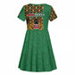 Kenya Kid Short Sleeve Dress - Kente Pattern, Coat Of Arms Design