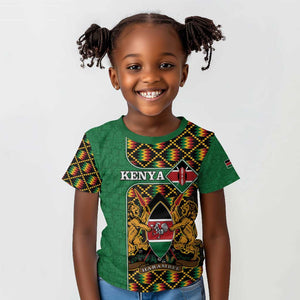 Kenya Kid T shirt - Kente Pattern, Coat Of Arms Design