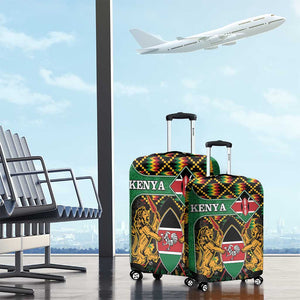 Kenya Luggage Cover - Kente Pattern, Coat Of Arms Design