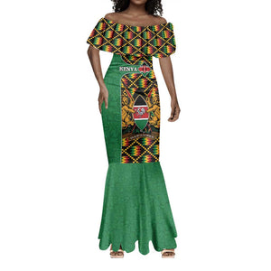 Kenya Mermaid Dress - Kente Pattern, Coat Of Arms Design