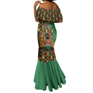 Kenya Mermaid Dress - Kente Pattern, Coat Of Arms Design