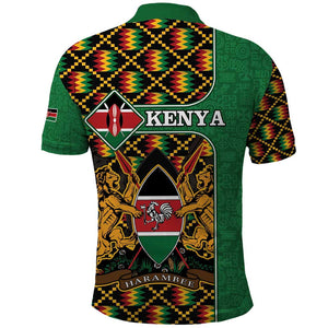 Kenya Polo Shirt - Kente Pattern, Coat Of Arms Design