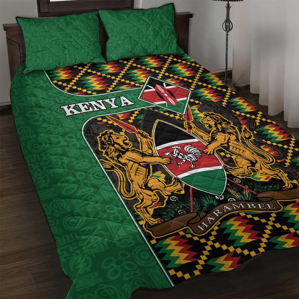 Kenya Quilt Bed Set - Kente Pattern, Coat Of Arms Design