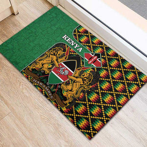 Kenya Rubber Doormat - Kente Pattern, Coat Of Arms Design