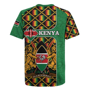 Kenya Rugby Jersey - Kente Pattern, Coat Of Arms Design