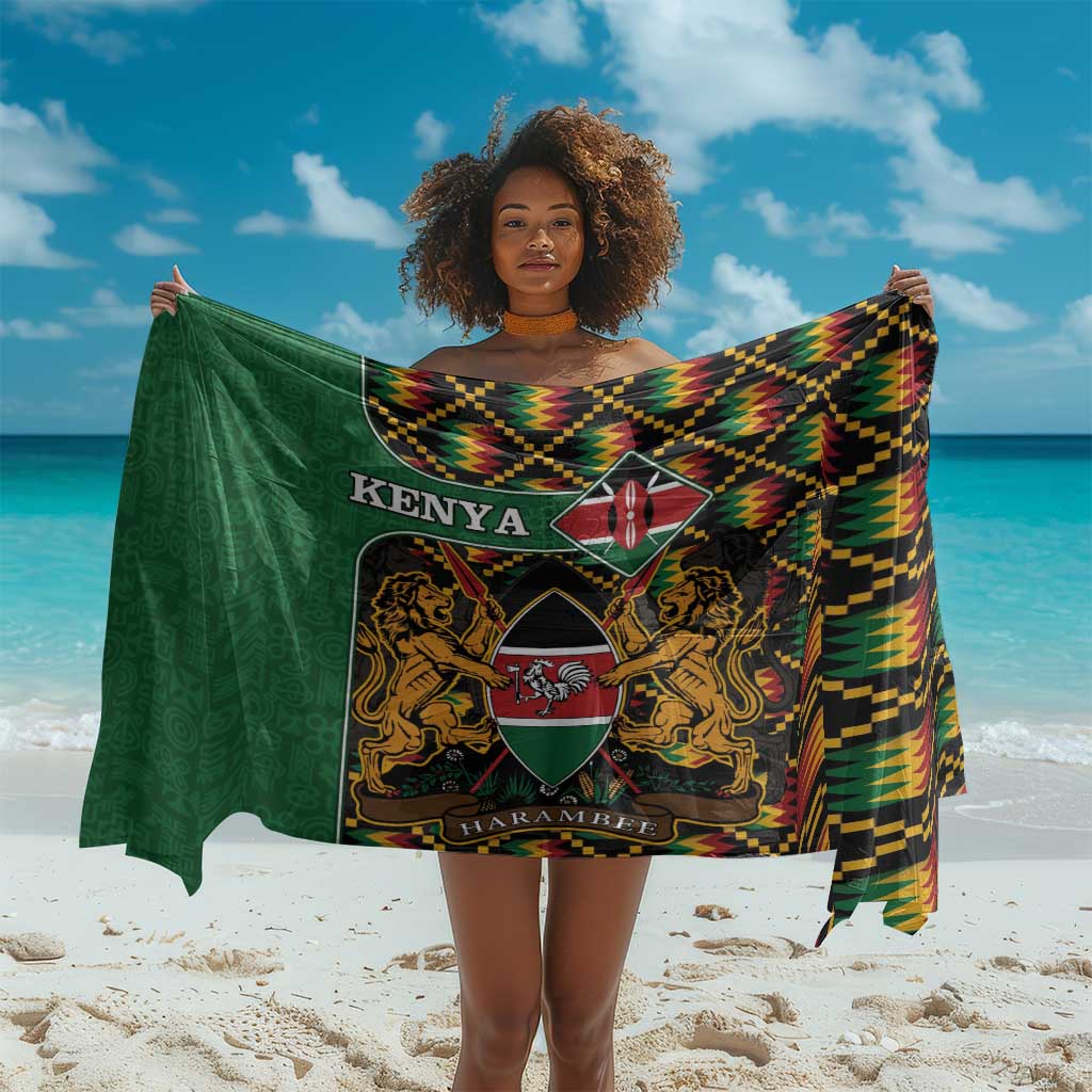 Kenya Sarong - Kente Pattern, Coat Of Arms Design