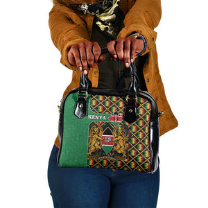 Kenya Shoulder Handbag - Kente Pattern, Coat Of Arms Design