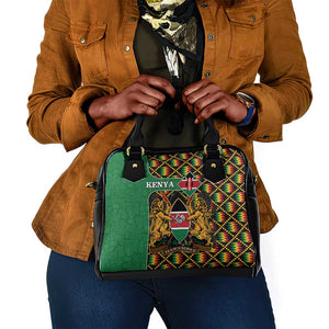 Kenya Shoulder Handbag - Kente Pattern, Coat Of Arms Design