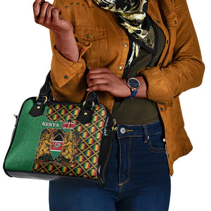 Kenya Shoulder Handbag - Kente Pattern, Coat Of Arms Design