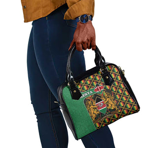 Kenya Shoulder Handbag - Kente Pattern, Coat Of Arms Design