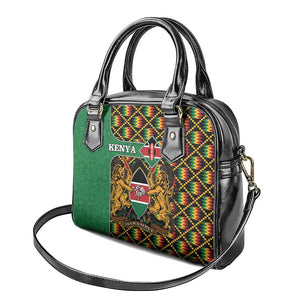 Kenya Shoulder Handbag - Kente Pattern, Coat Of Arms Design