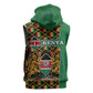 Kenya Sleeveless Zip Hoodie - Kente Pattern, Coat Of Arms Design - African Pride