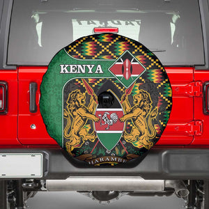 Kenya Spare Tire Cover - Kente Pattern, Coat Of Arms Design