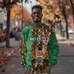 Kenya Sweatshirt - Kente Pattern, Coat Of Arms Design