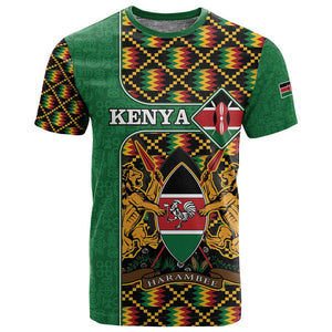 Kenya T shirt - Kente Pattern, Coat Of Arms Design