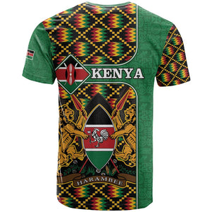 Kenya T shirt - Kente Pattern, Coat Of Arms Design