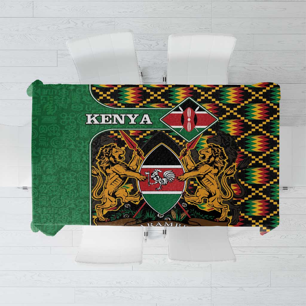 Kenya Tablecloth - Kente Pattern, Coat Of Arms Design