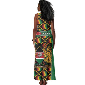 Kenya Tank Maxi Dress - Kente Pattern, Coat Of Arms Design