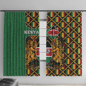 Kenya Window Curtain - Kente Pattern, Coat Of Arms Design