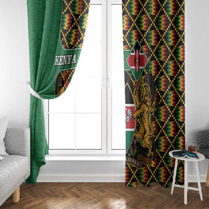 Kenya Window Curtain - Kente Pattern, Coat Of Arms Design