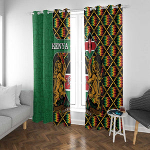 Kenya Window Curtain - Kente Pattern, Coat Of Arms Design