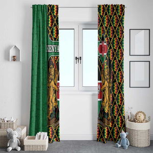 Kenya Window Curtain - Kente Pattern, Coat Of Arms Design