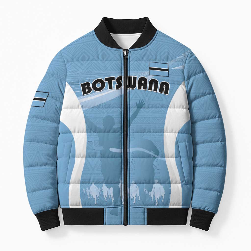 Personalized Botswana Athletics Bomber Puffer Jacket Go Champions Go