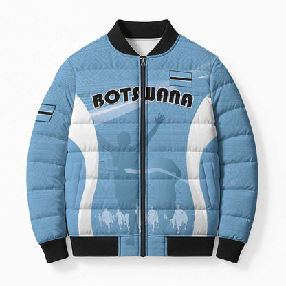 Personalized Botswana Athletics Bomber Puffer Jacket Go Champions Go
