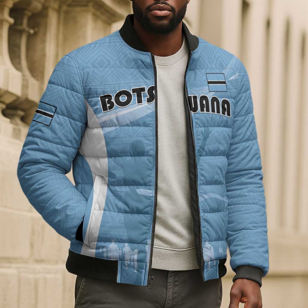 Personalized Botswana Athletics Bomber Puffer Jacket Go Champions Go