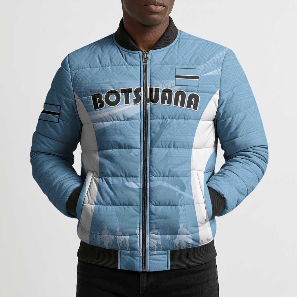 Personalized Botswana Athletics Bomber Puffer Jacket Go Champions Go