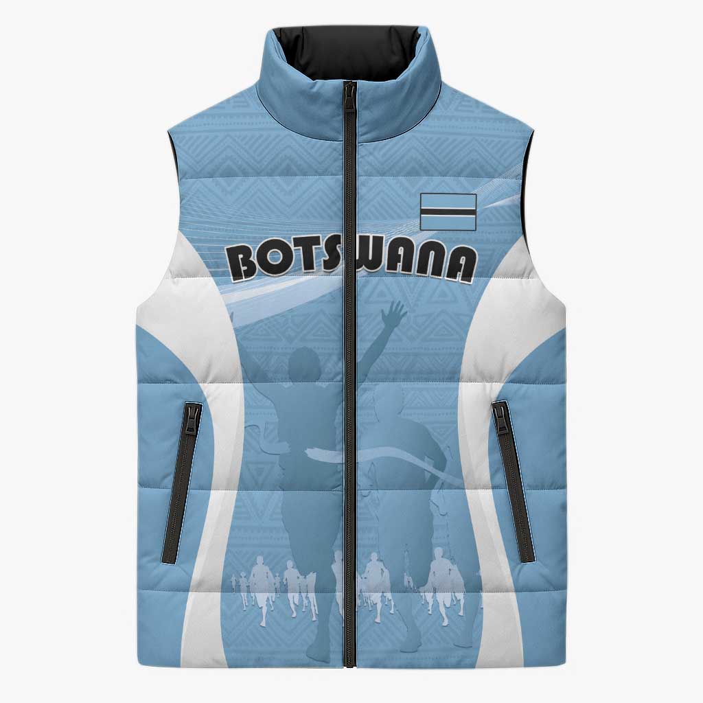 Personalized Botswana Athletics Sleeveless Puffer Jacket Go Champions Go