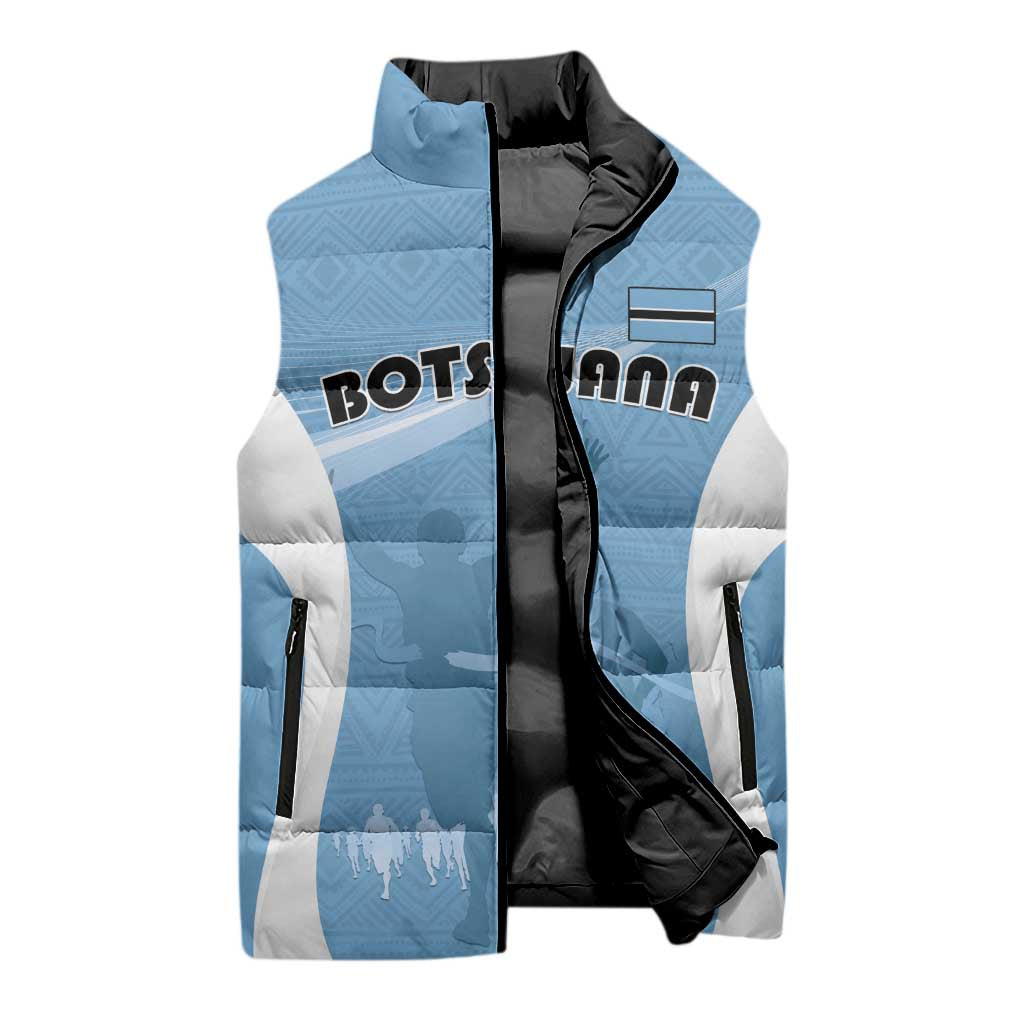 Personalized Botswana Athletics Sleeveless Puffer Jacket Go Champions Go