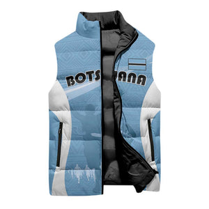 Personalized Botswana Athletics Sleeveless Puffer Jacket Go Champions Go
