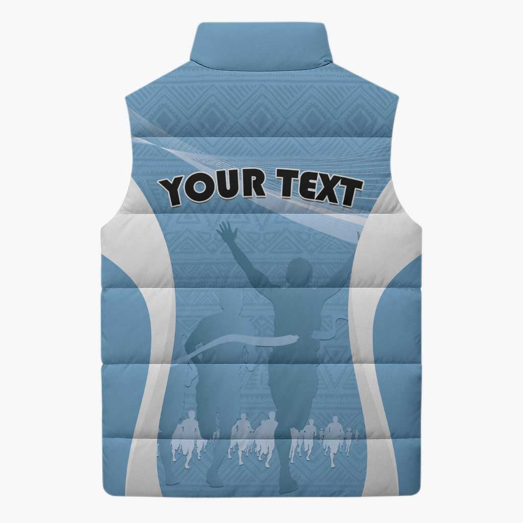 Personalized Botswana Athletics Sleeveless Puffer Jacket Go Champions Go