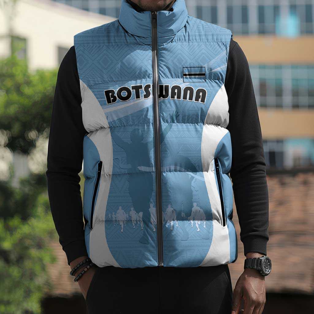 Personalized Botswana Athletics Sleeveless Puffer Jacket Go Champions Go