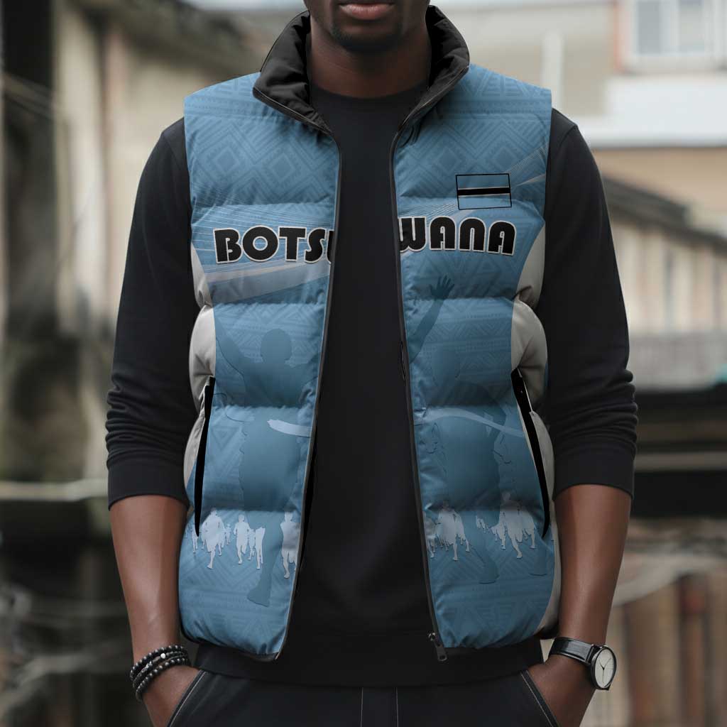 Personalized Botswana Athletics Sleeveless Puffer Jacket Go Champions Go