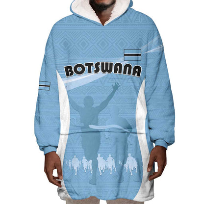 Personalized Botswana Athletics Wearable Blanket Hoodie Go Champions - African Pride