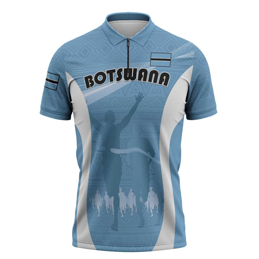 Personalized Botswana Athletics Zipper Polo Shirt Go Champions Go