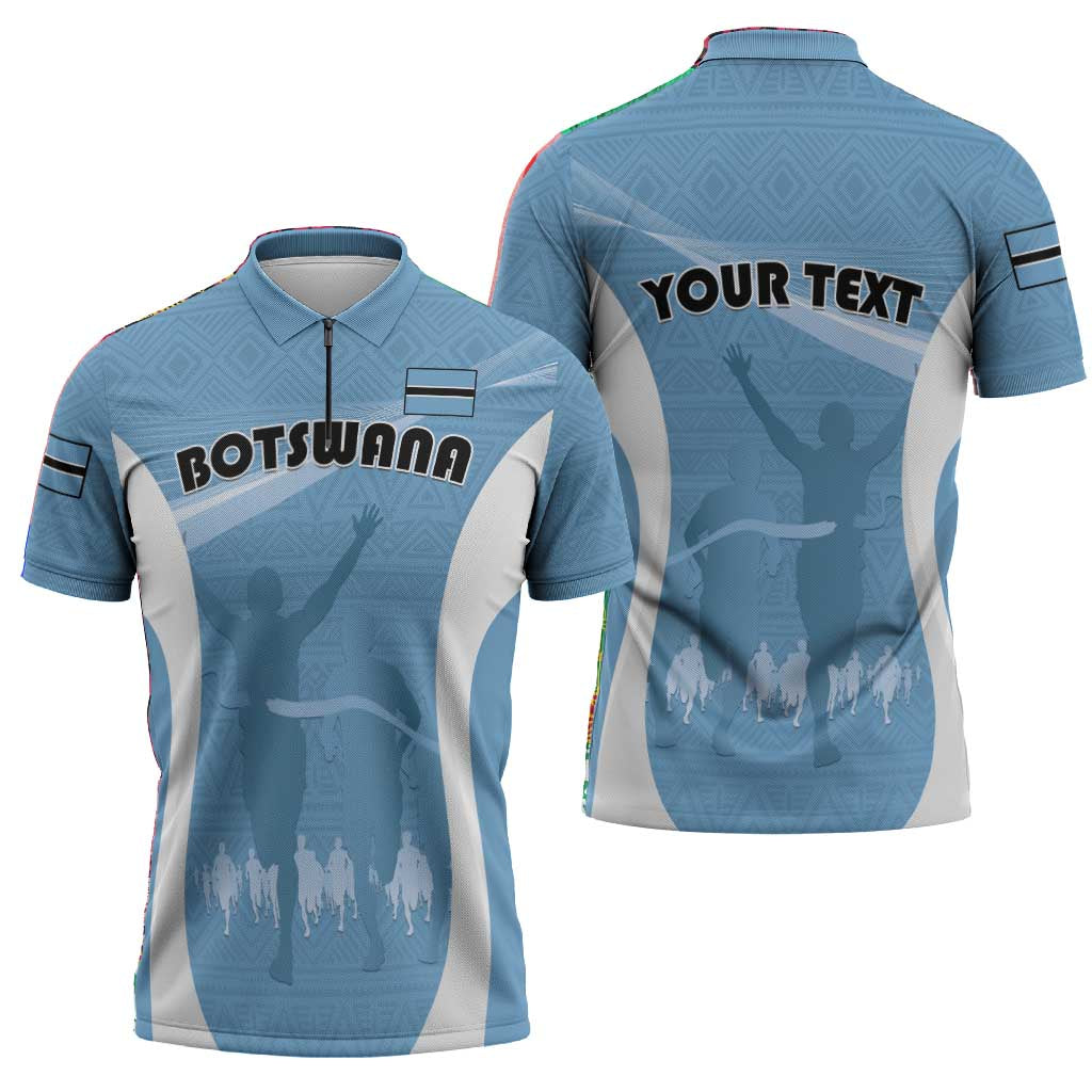 Personalized Botswana Athletics Zipper Polo Shirt Go Champions Go