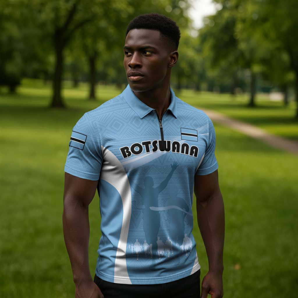 Personalized Botswana Athletics Zipper Polo Shirt Go Champions Go