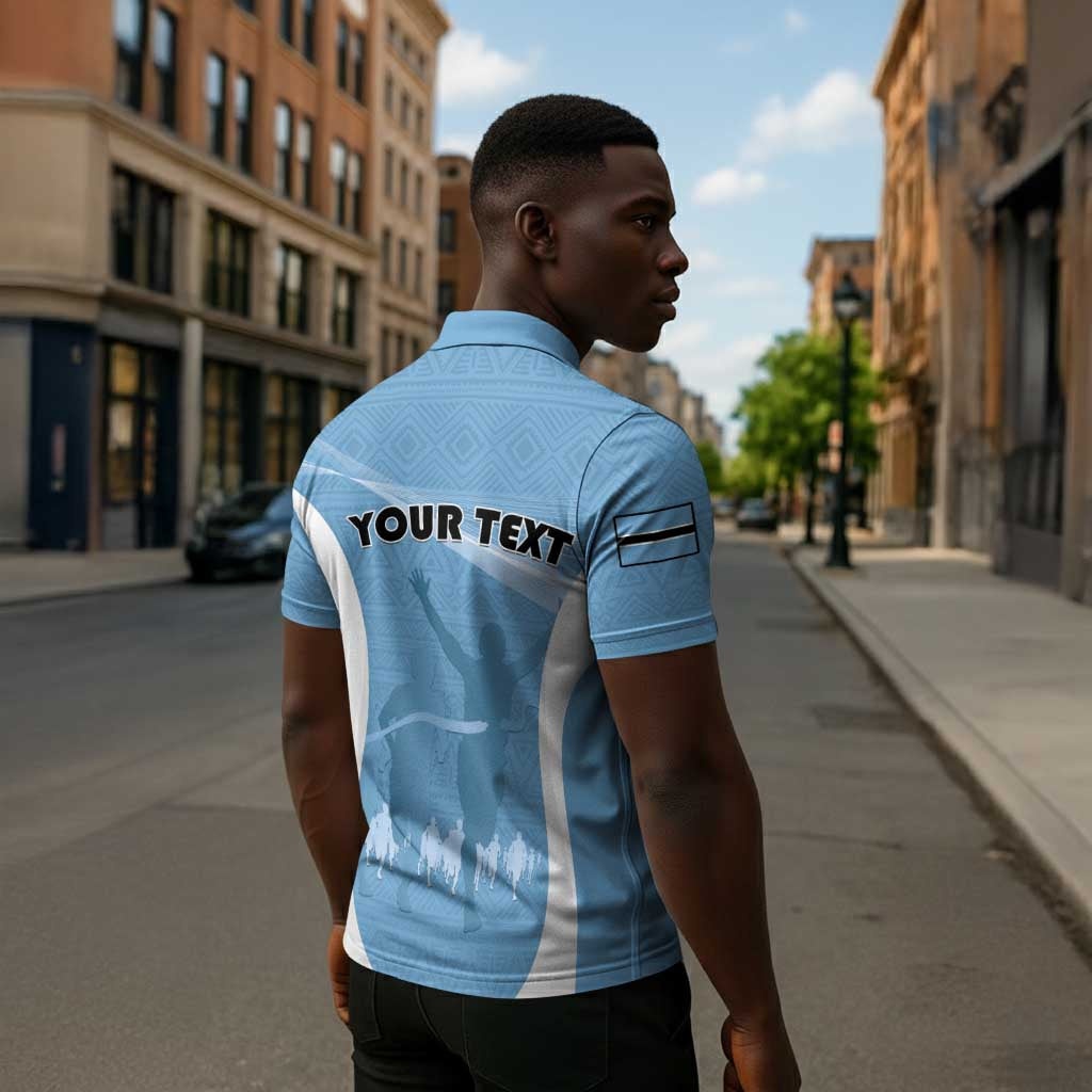 Personalized Botswana Athletics Zipper Polo Shirt Go Champions Go